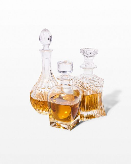 Front view of Glass Liquor Bottle Bar Set