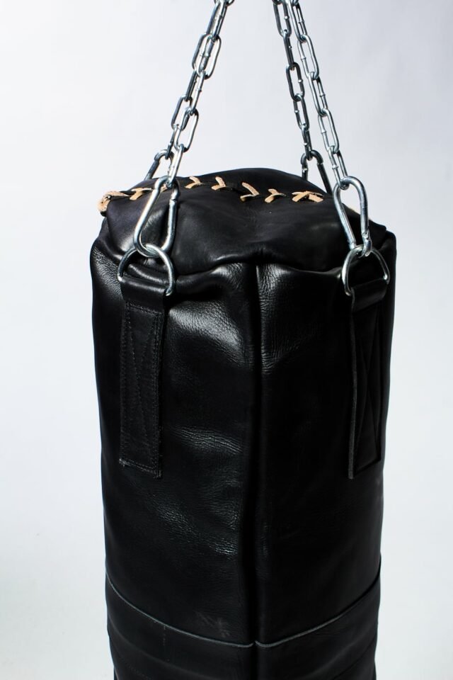 SP214 Clay Black Leather Punching Bag Prop Rental - ACME Brooklyn