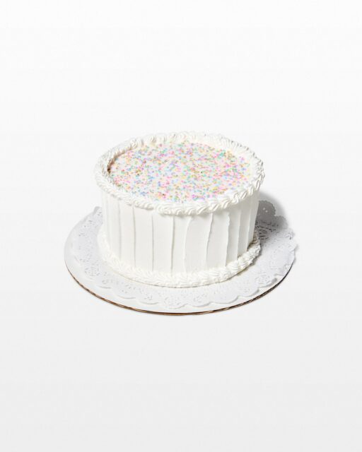 Front view of Wish Faux Sprinkled Cake