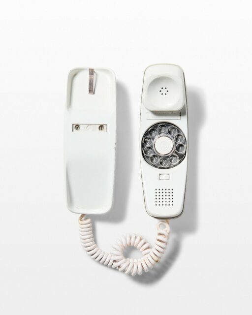 Front view of White Rotary Dial Phone