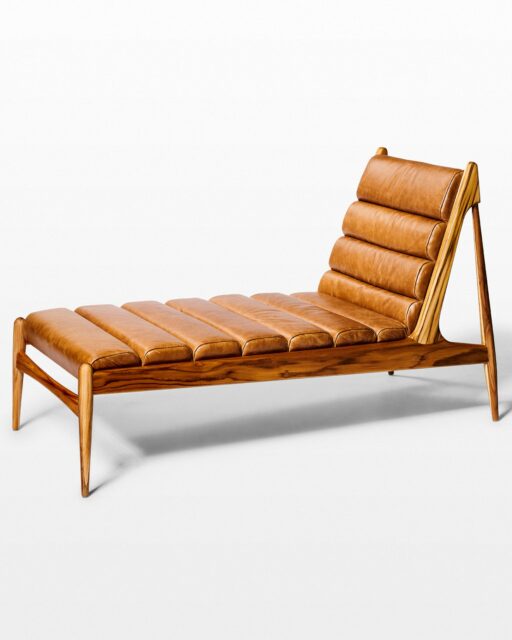 Front view of Gulf Teak and Leather Chaise Lounge