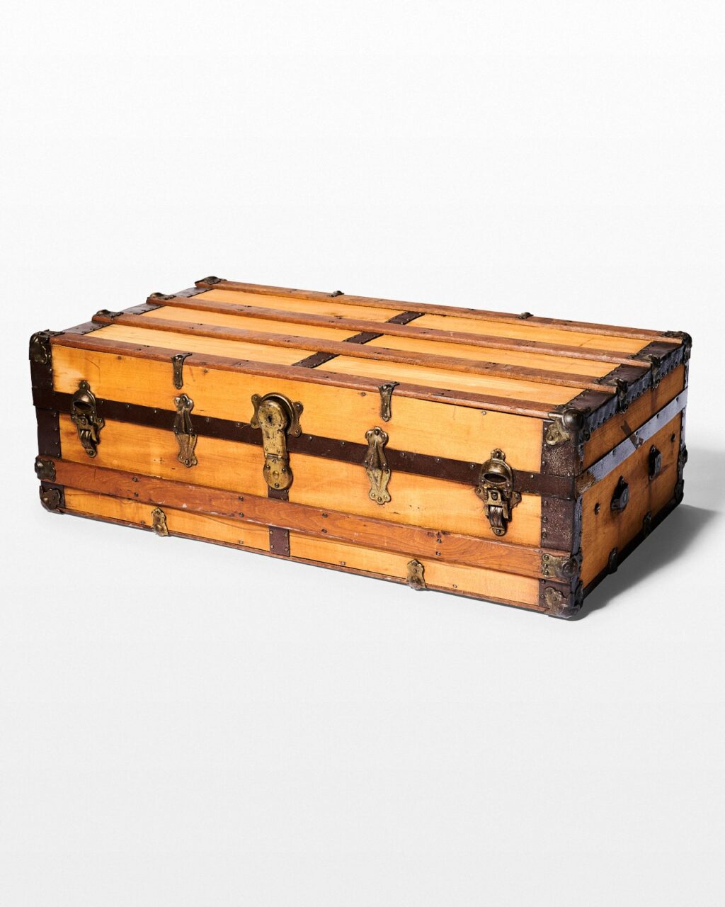 TL155 Capital Wooden Steamer Trunk Prop Rental - ACME Brooklyn