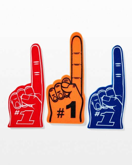 Front view of Number One Foam Hands Trio
