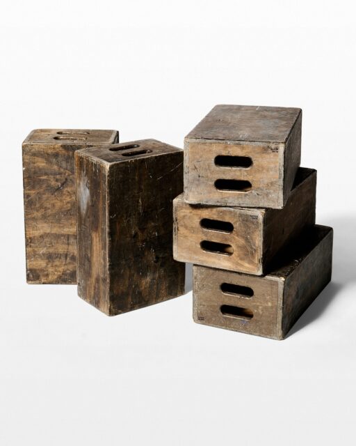Front view of Warden Set of 5 Full Apple Boxes