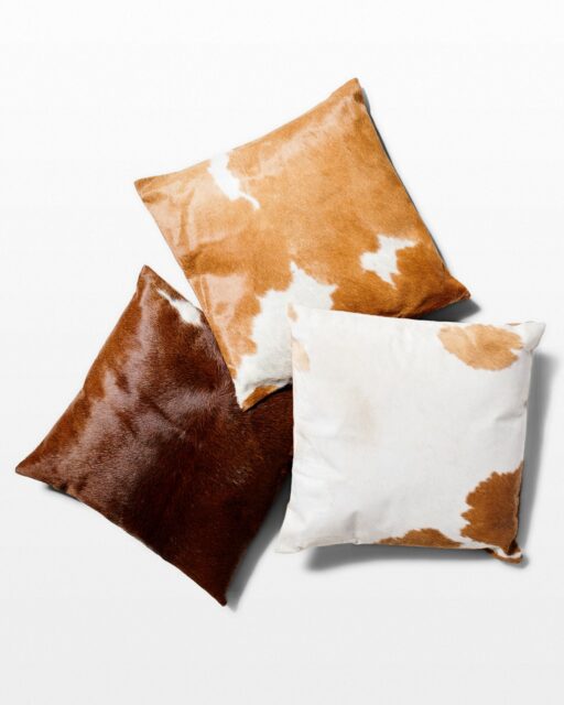 Front view of Lenox Cowhide Pillow Trio