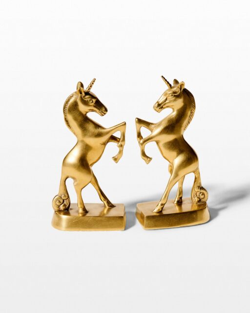 Front view of Bronze Unicorn Bookend Objects