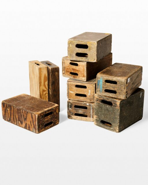 Front view of Distressed Set of 9 Assorted Apple Boxes