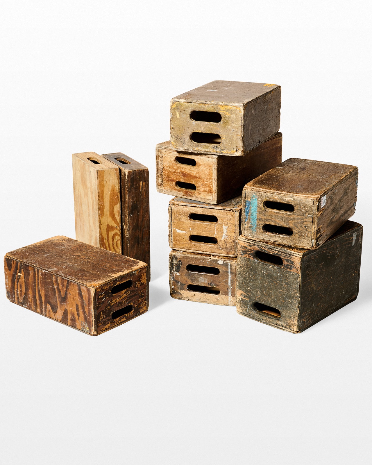 verkoopplan borst schroef BX003-S Distressed Set of 9 Assorted Apple Boxes Prop Rental - ACME Brooklyn