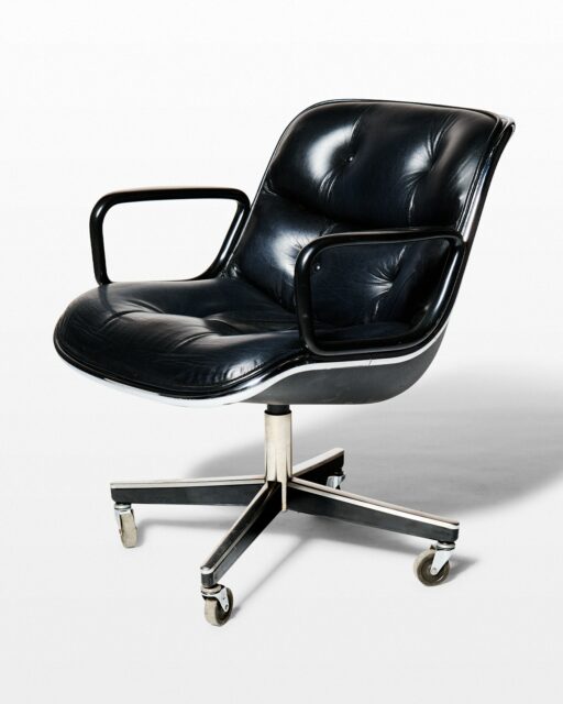 Front view of Ranken Rolling Tufted Leather Chair