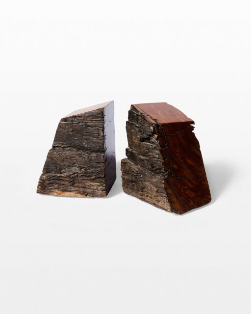 Front view of Petrified Wood Bookend Object Pair