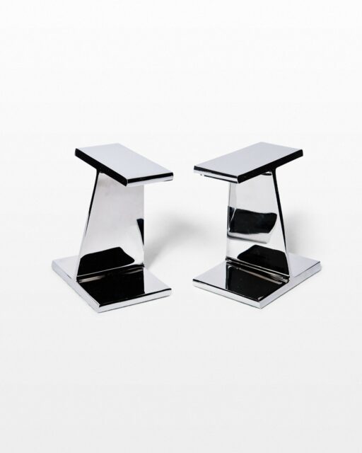 Front view of Ikon Chrome Bookend Object Pair