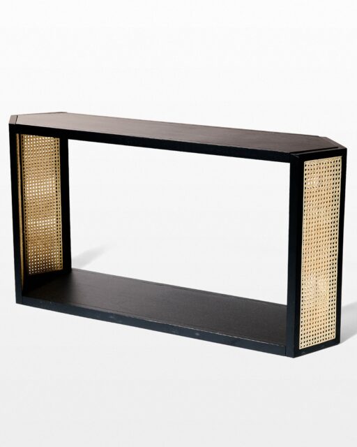 Front view of Halston Black and Cane Console