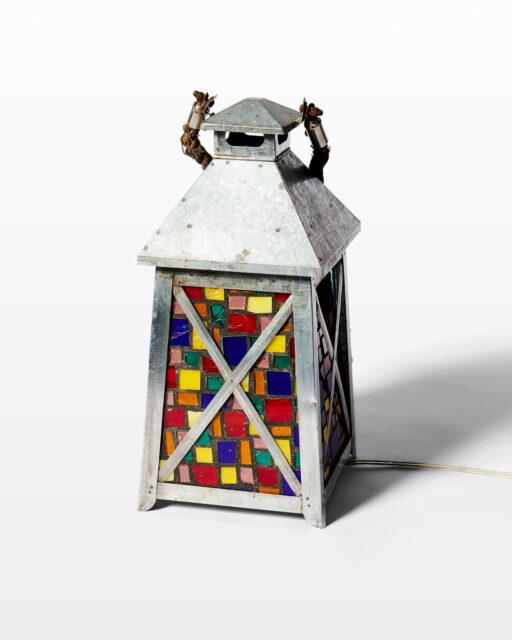 Front view of Steeple Stained Glass Lantern