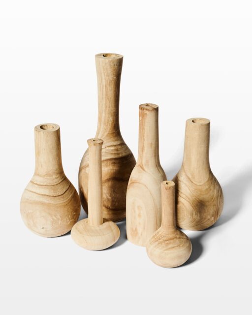 Front view of Phaedra and Julien Wooden Vase Set
