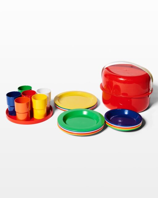 Front view of Rainbow Picnic Party Serveware Set