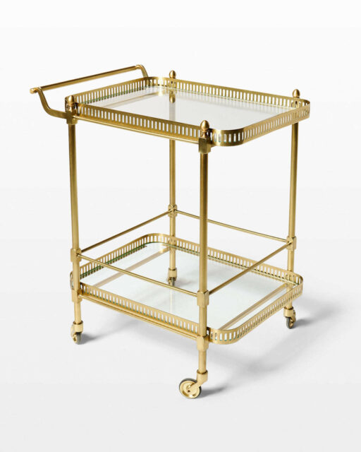 Front view of Adria Brass Bar Cart