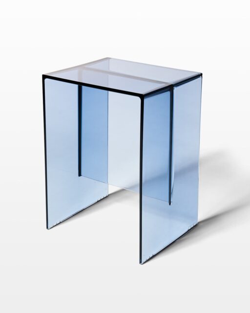 Front view of Denton Blue Acrylic Stool End Table
