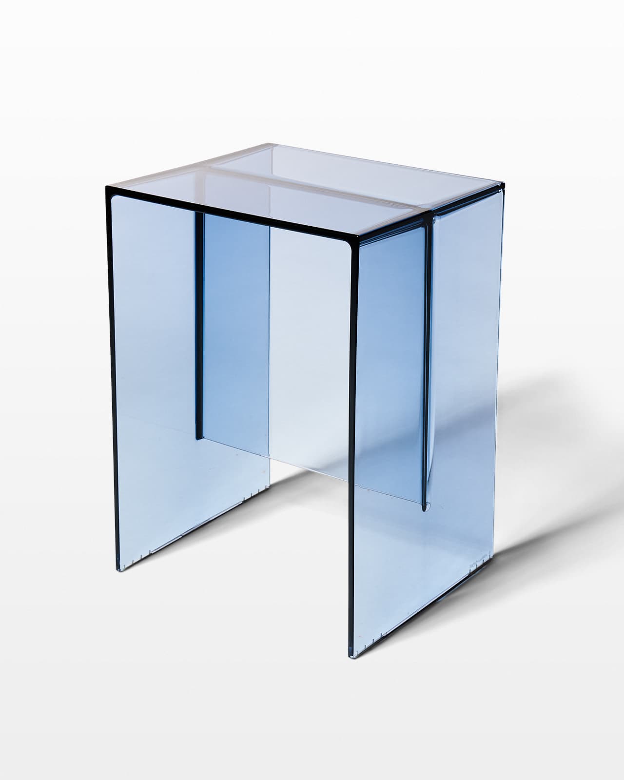 TC085 Denton Blue Acrylic Stool End Table Prop Rental ACME Brooklyn
