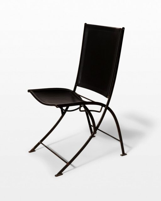 Front view of Black Leather Folding Chair