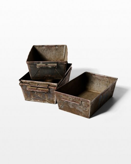 Front view of Distressed Metal Tool Trays