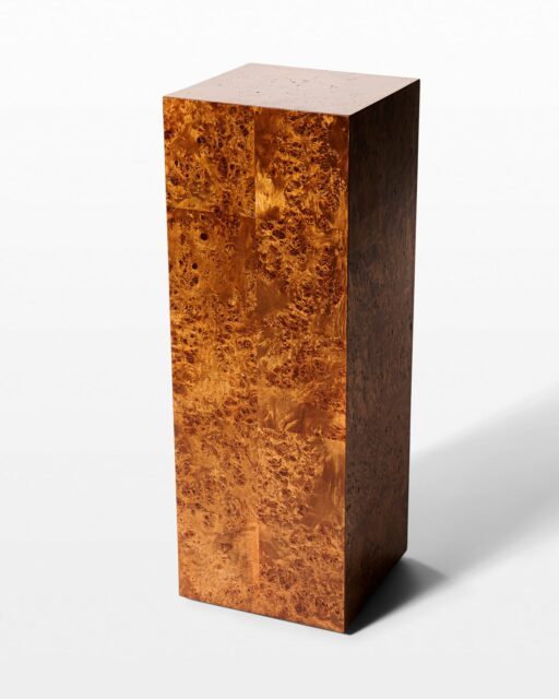 Front view of Map Burl Wood 34" Pedestal