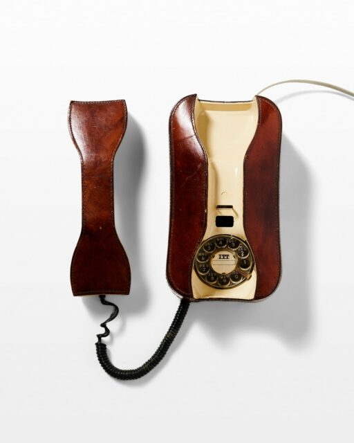 Front view of Vintage Leather Rotary Phone