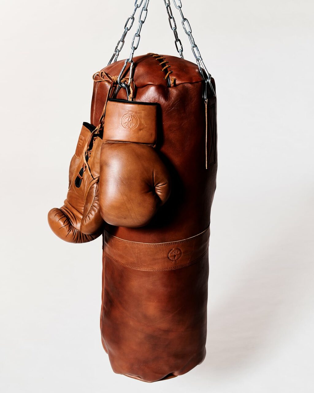 SP306 Ali Brown Leather Punching Bag Prop Rental - ACME Brooklyn