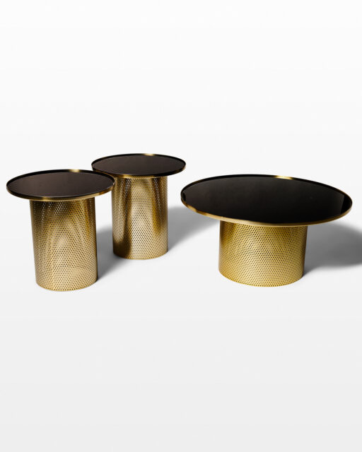 Front view of Timothy Black and Brass Coffee and End Table Set
