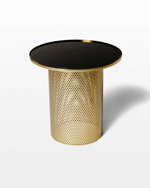 Front view of Timothy Black and Brass End Table