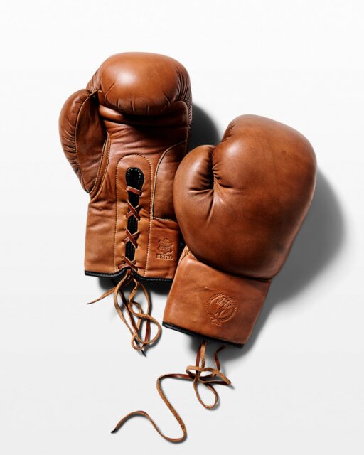 Front view of Ali Brown Leather Boxing Gloves