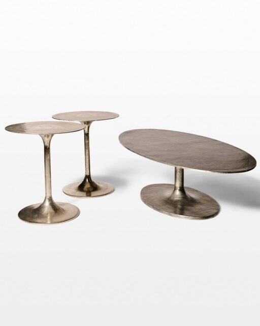 Front view of Nickel Coffee and Side Tables Set