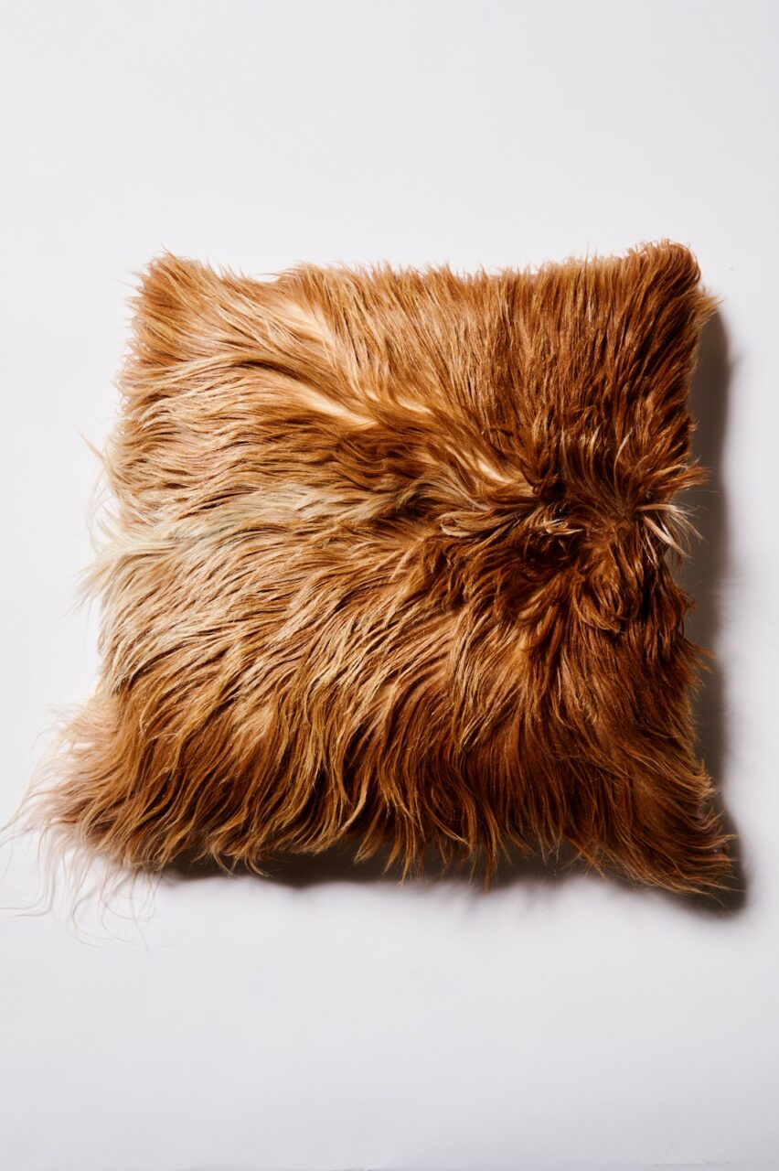 Luxe Faux Fur Dog with Antlers Pillow