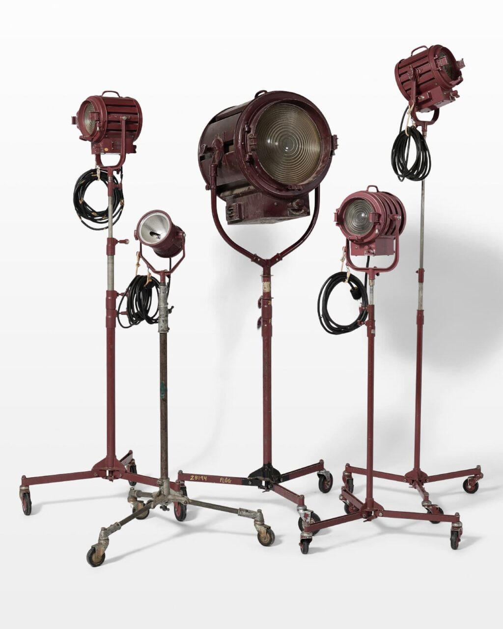 LT384 S Action Vintage Mole Richardson Spotlights Set of 5 Prop Rental ACME Brooklyn