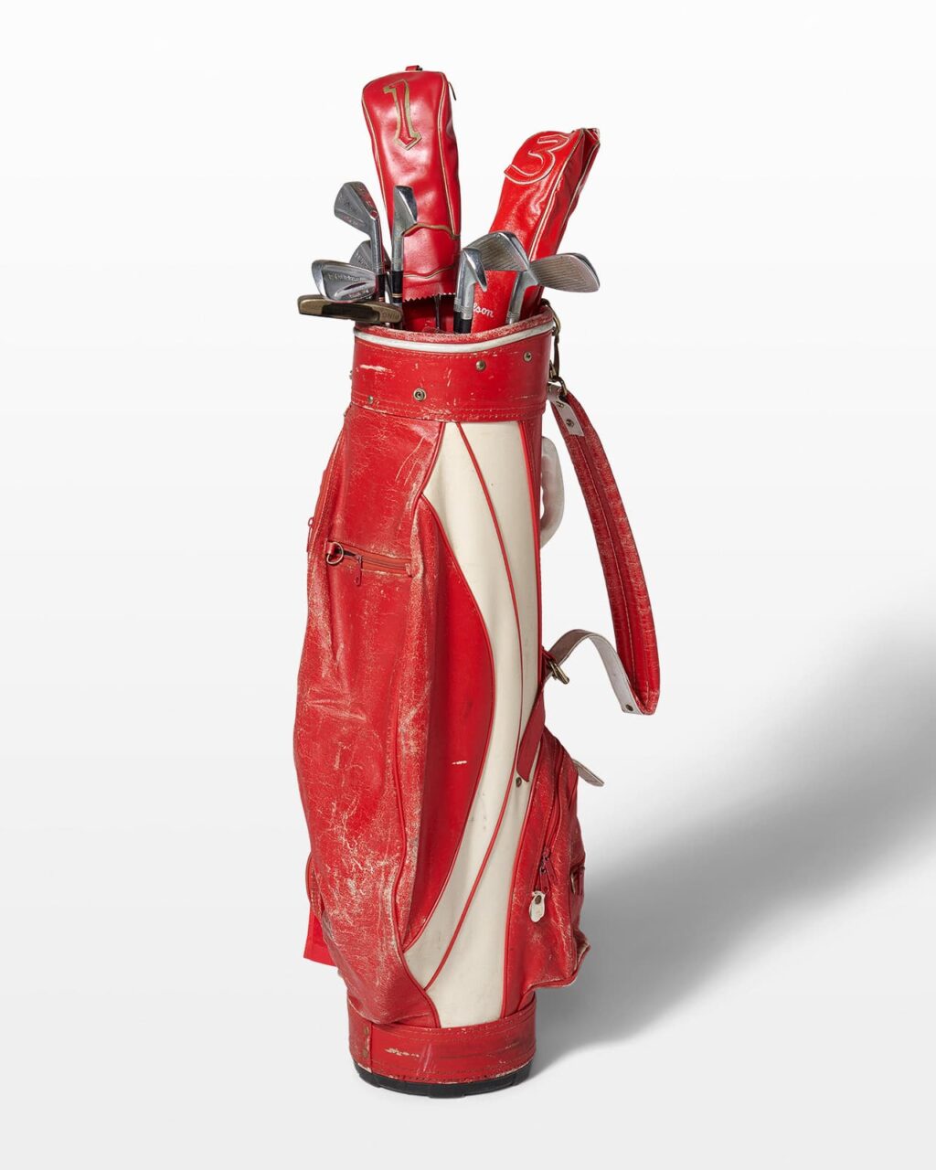 SP378 Harold Vintage Leather Golf Bag and Clubs Prop Rental - ACME Brooklyn