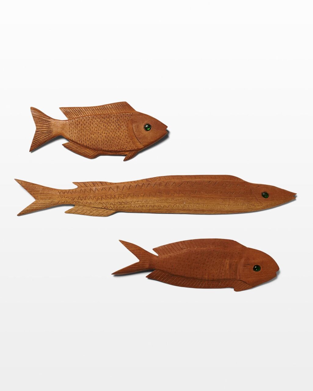 AR350 Rowan Carved Fish Trio Wall Decor Prop Rental - ACME Brooklyn