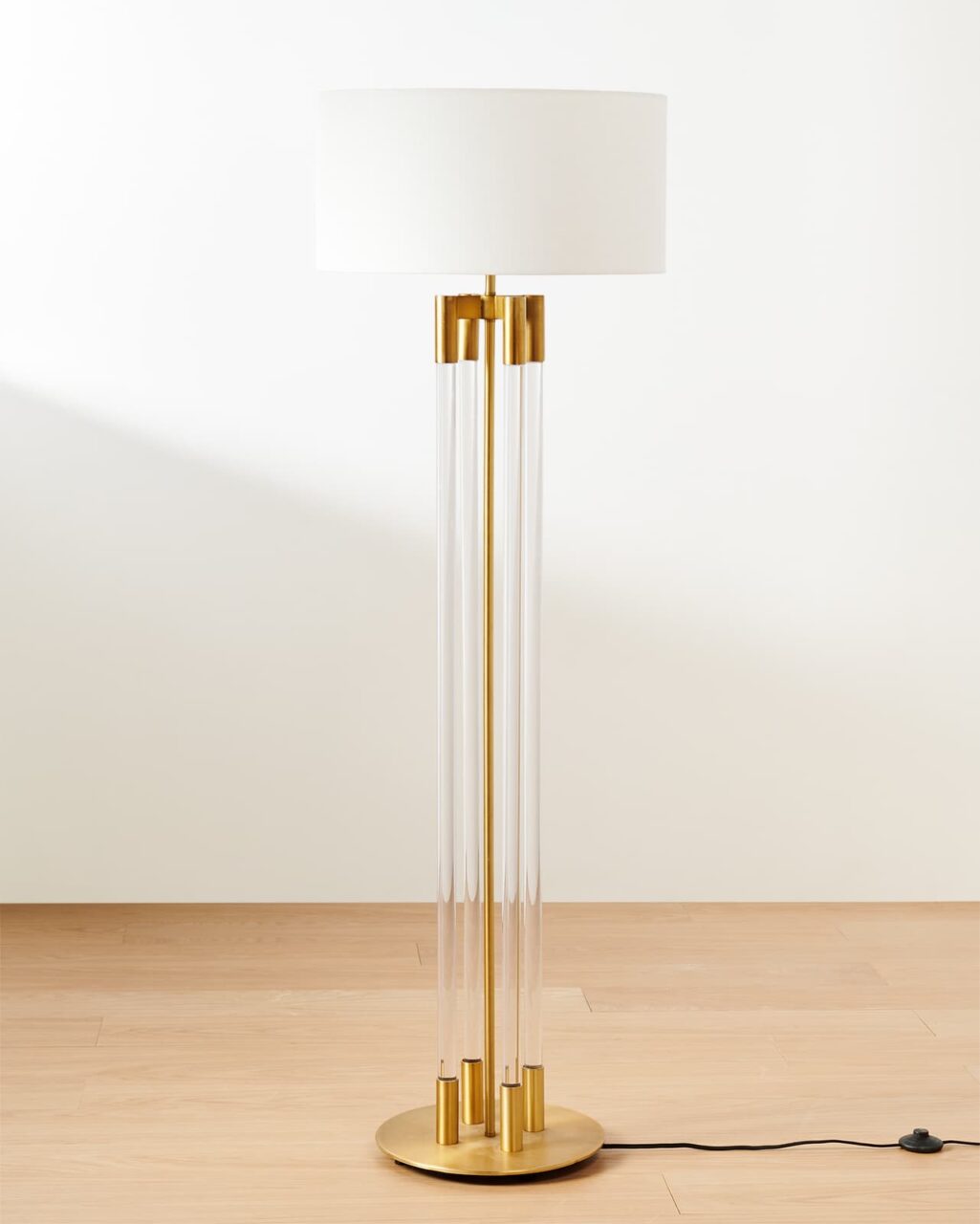 LT188 Albie Acrylic and Brass Floor Lamp Prop Rental - ACME Brooklyn